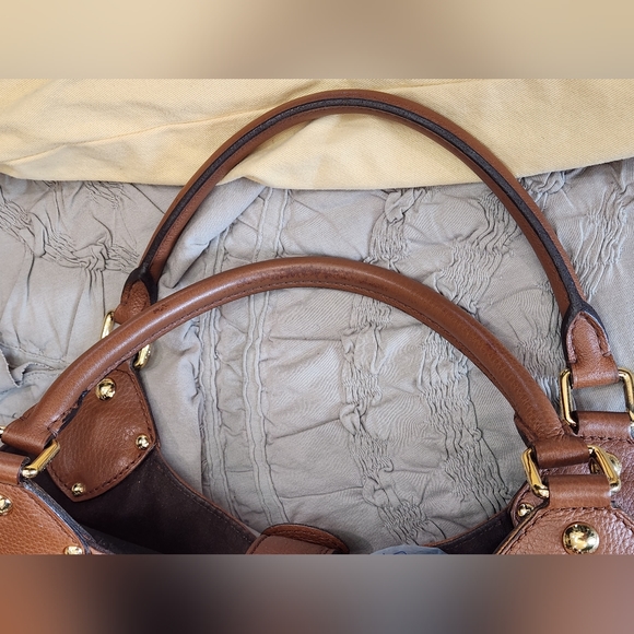 Louis Vuitton Monogram Mahina L Leather Carmel Hobo Bag Tote Purse Shoulder Tan - Picture 9 of 12